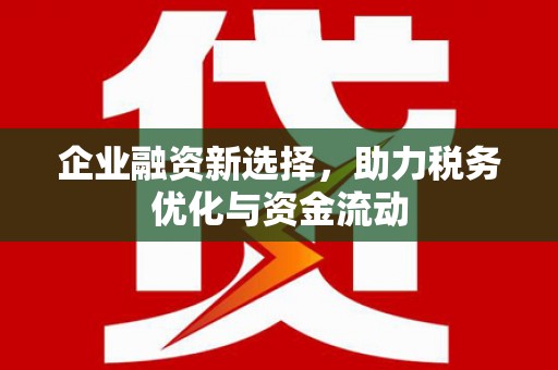 荥经企业融资新选择，助力税务优化与资金流动