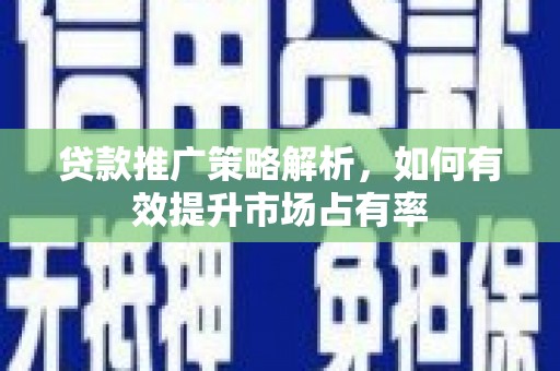 荥经贷款推广策略解析，如何有效提升市场占有率