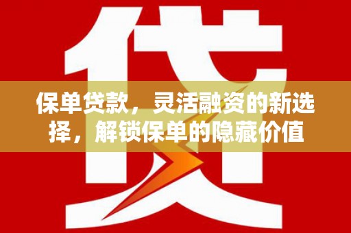 荥经保单贷款，灵活融资的新选择，解锁保单的隐藏价值