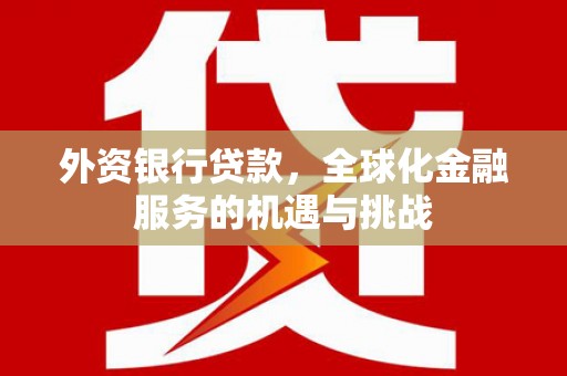荥经外资银行贷款，全球化金融服务的机遇与挑战