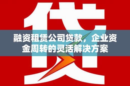 荥经融资租赁公司贷款，企业资金周转的灵活解决方案