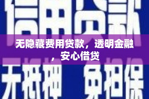 荥经无隐藏费用贷款，透明金融，安心借贷