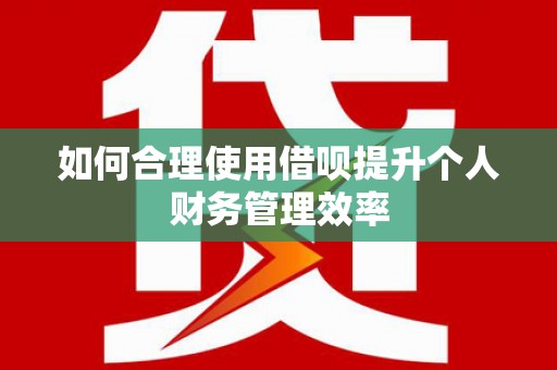 荥经如何合理使用借呗提升个人财务管理效率