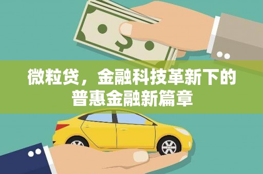 荥经微粒贷，金融科技革新下的普惠金融新篇章