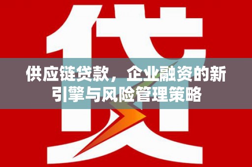 荥经供应链贷款，企业融资的新引擎与风险管理策略