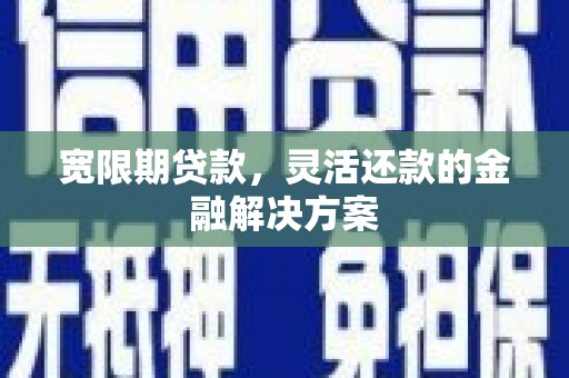 荥经宽限期贷款，灵活还款的金融解决方案
