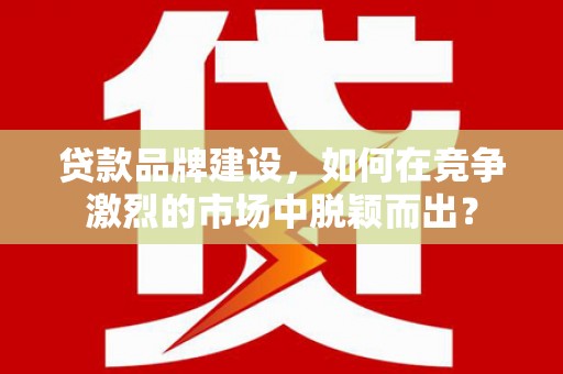 荥经贷款品牌建设，如何在竞争激烈的市场中脱颖而出？