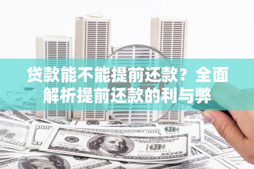 荥经贷款能不能提前还款？全面解析提前还款的利与弊