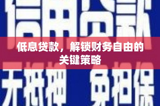 荥经低息贷款，解锁财务自由的关键策略