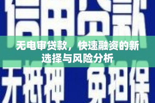 荥经无电审贷款，快速融资的新选择与风险分析