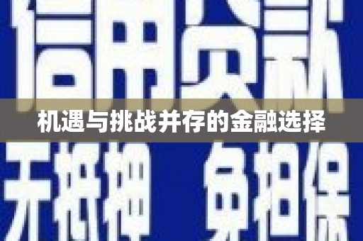 荥经机遇与挑战并存的金融选择